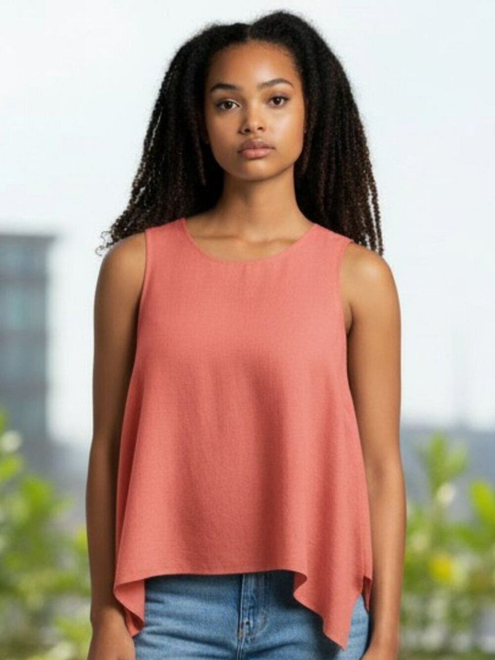 Lane Bryant Coral Pink Sleeveless Layered Tank Blouse Shirt Top Size 22